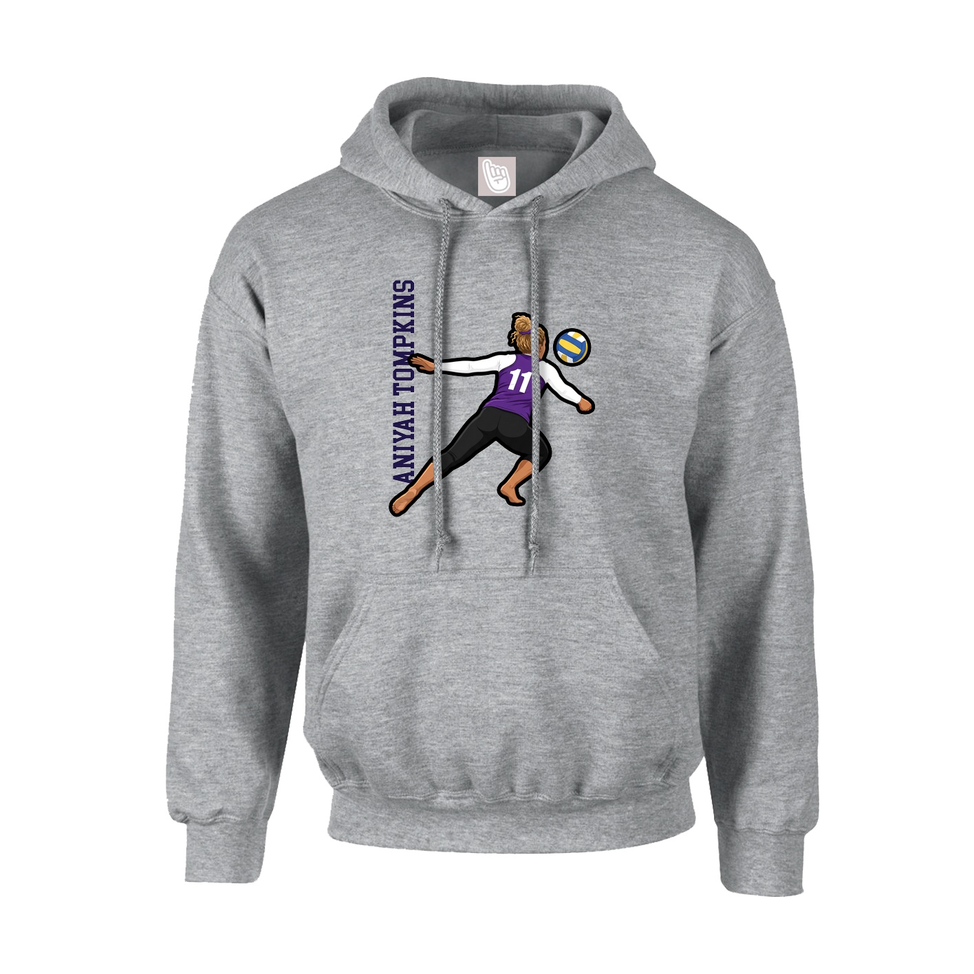 Youth Hoodie — Name Vertical in Grey