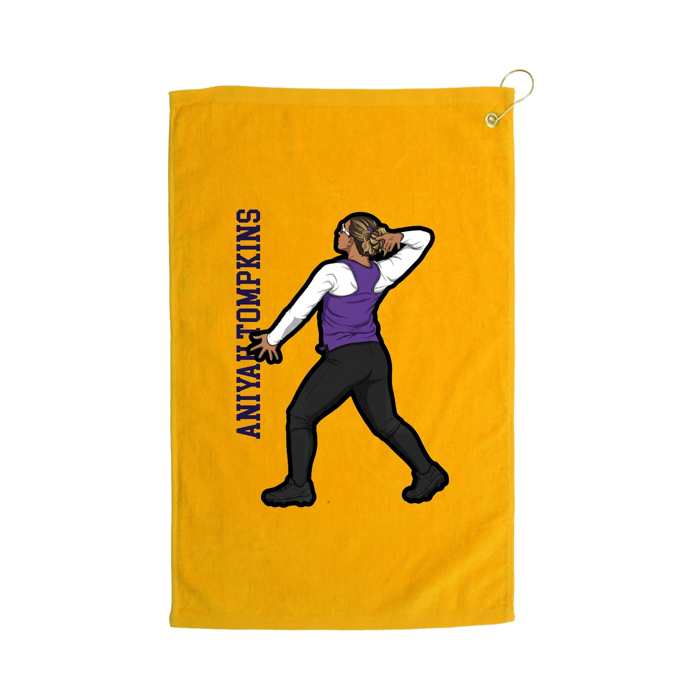 Golf Towel — Name Vertical in Gold