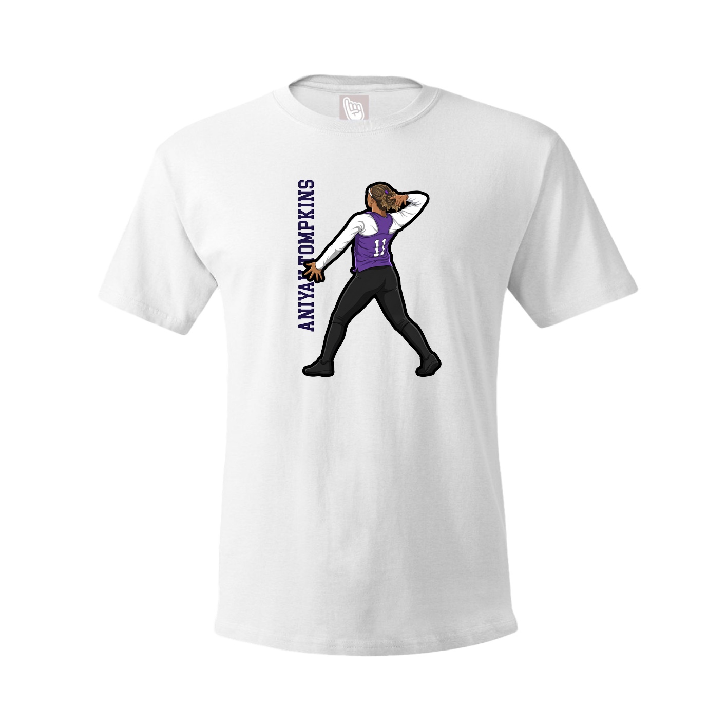 Youth Tee — Name Vertical in White