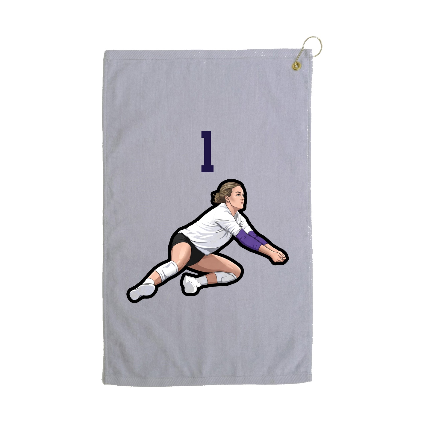 Golf Towel — Number Top in Grey