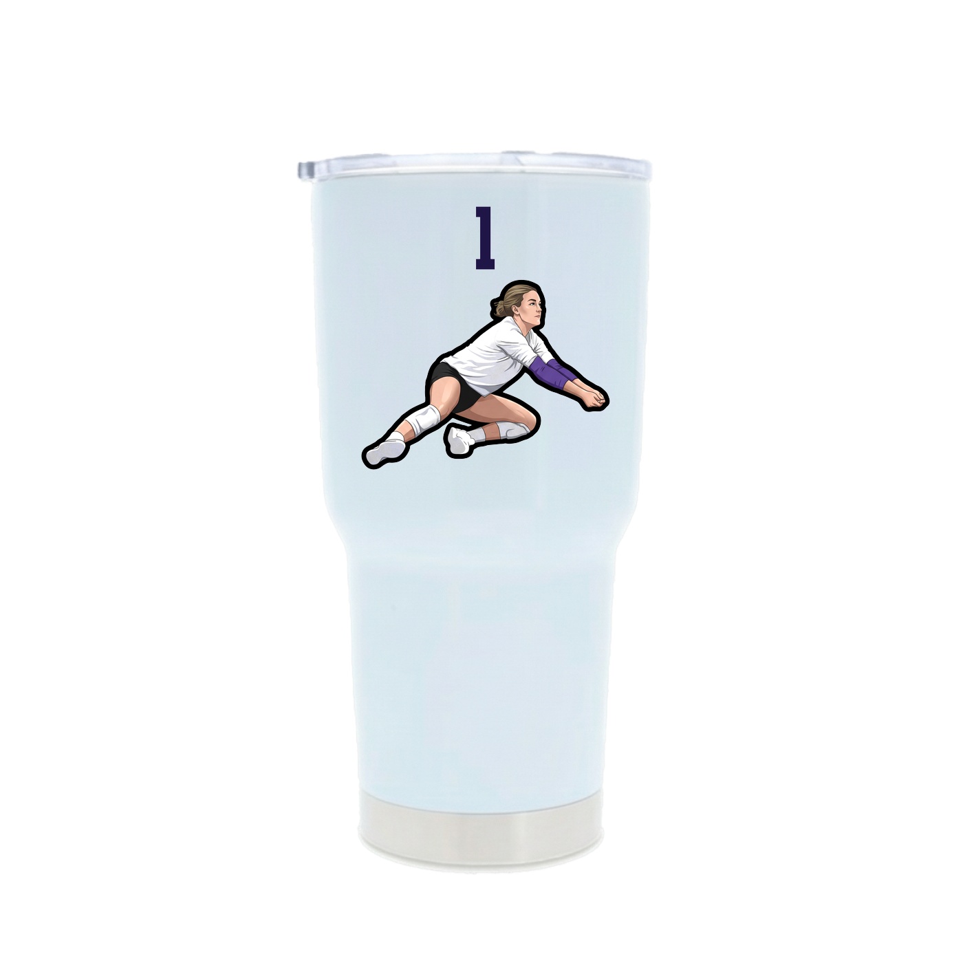 30oz Stainless Steel Tumbler — Number Top in White
