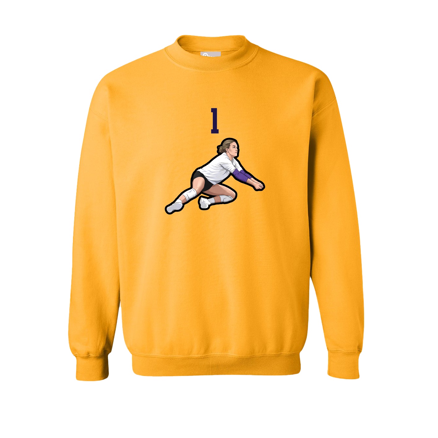 Fleece Crew — Number Top in Gold