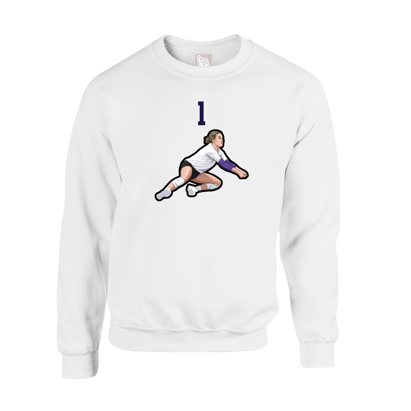 Fleece Crew — Number Top in White