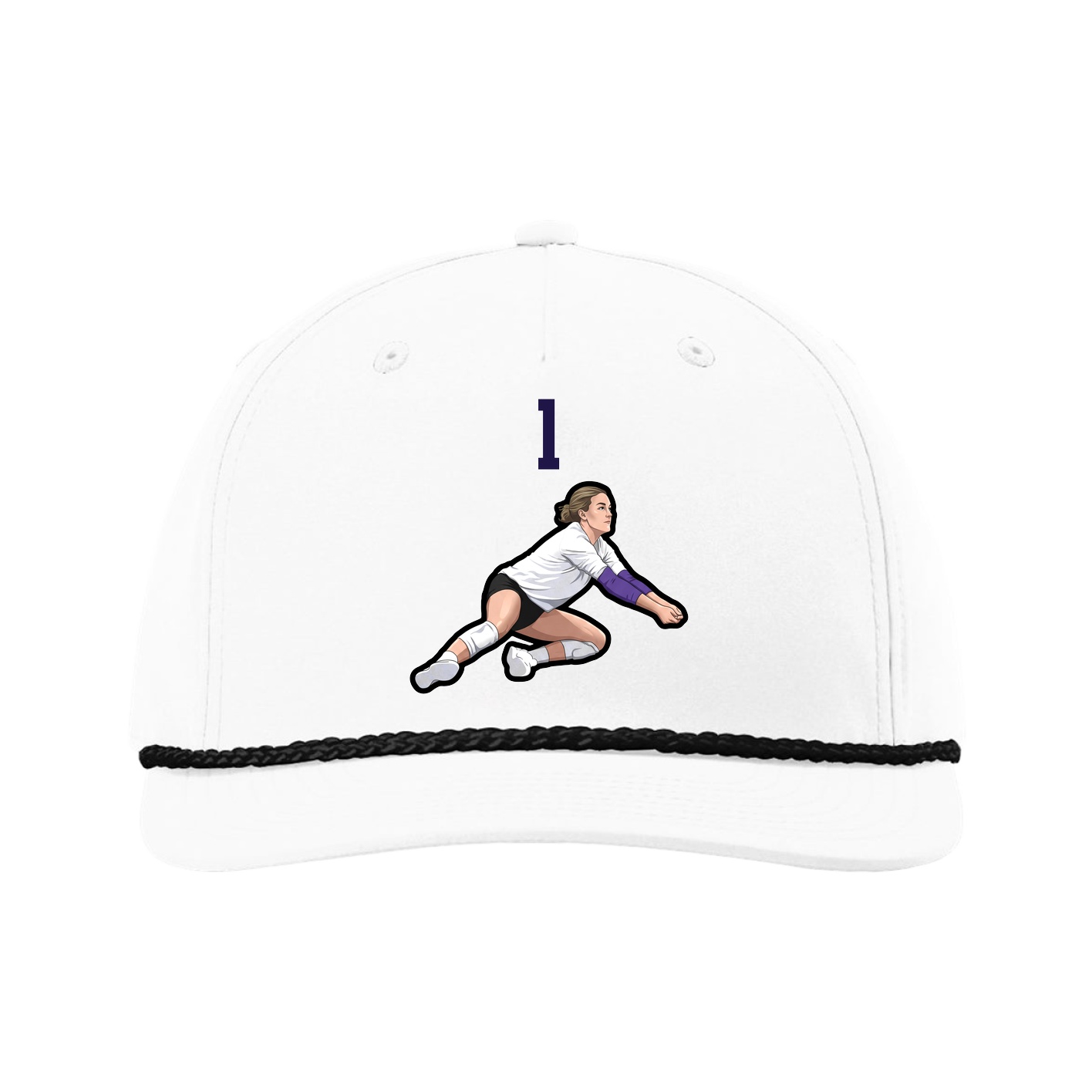 Five-Panel Classic Rope Cap — Number Top in White