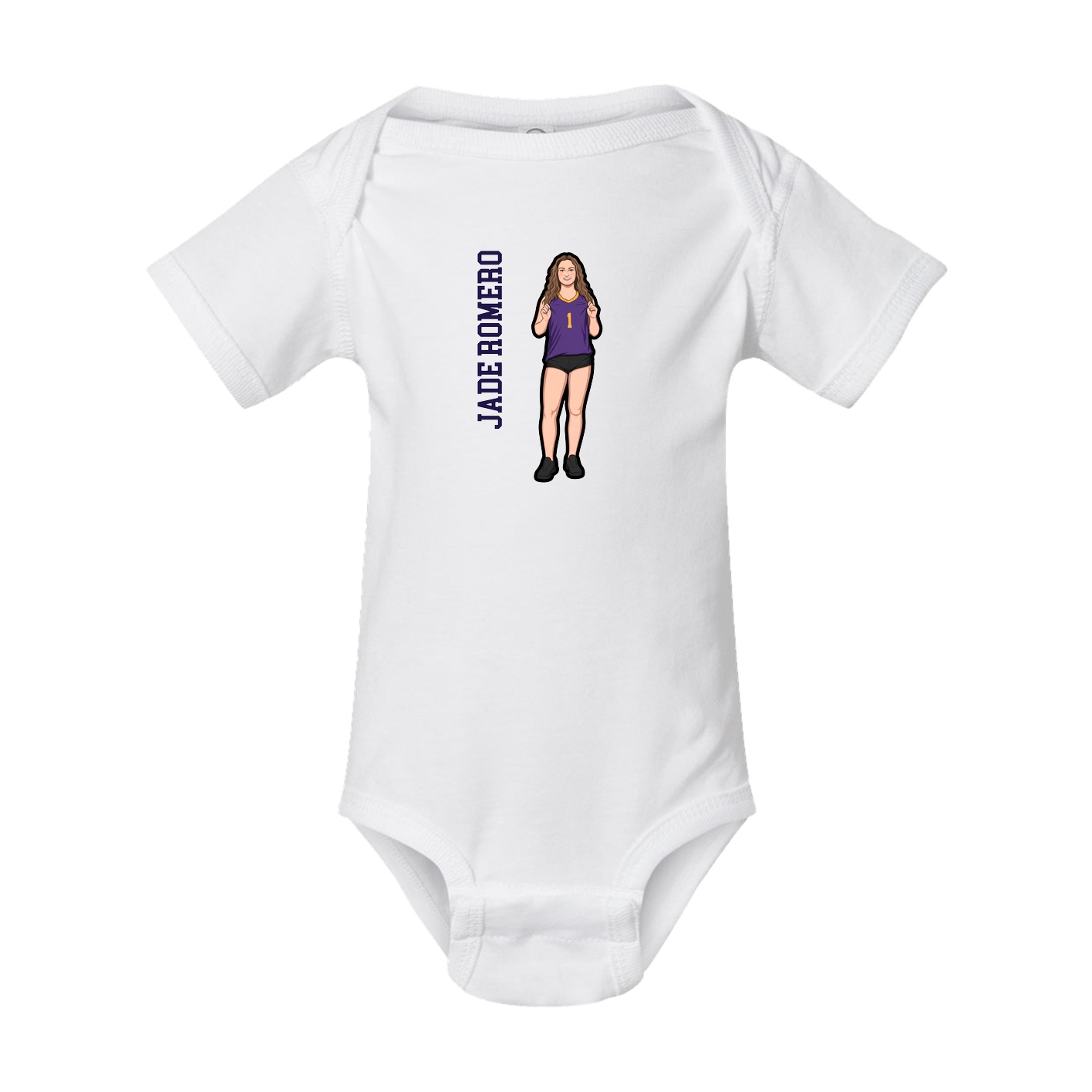 Baby Onesie — Name Vertical in White