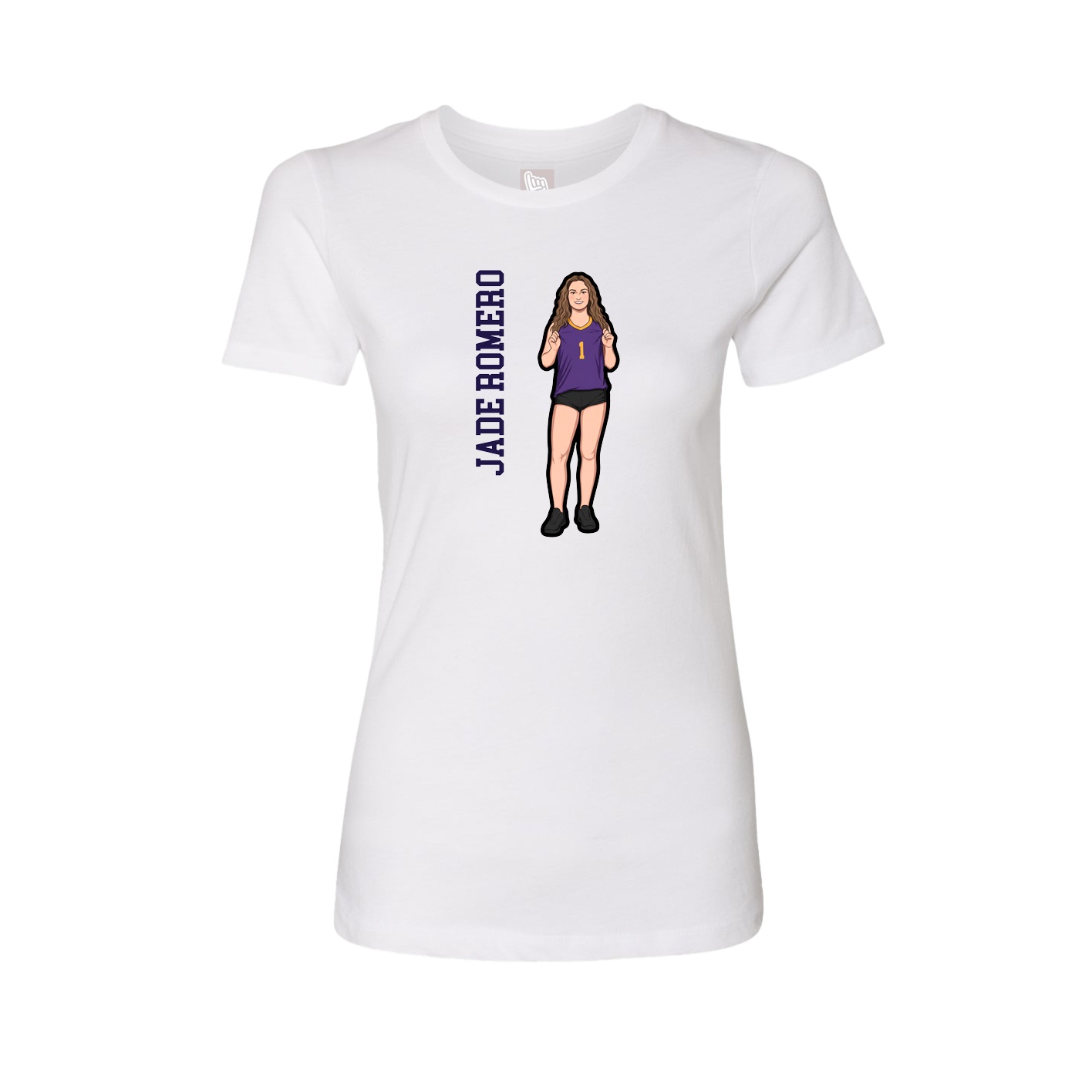Womens Tee — Name Vertical in White