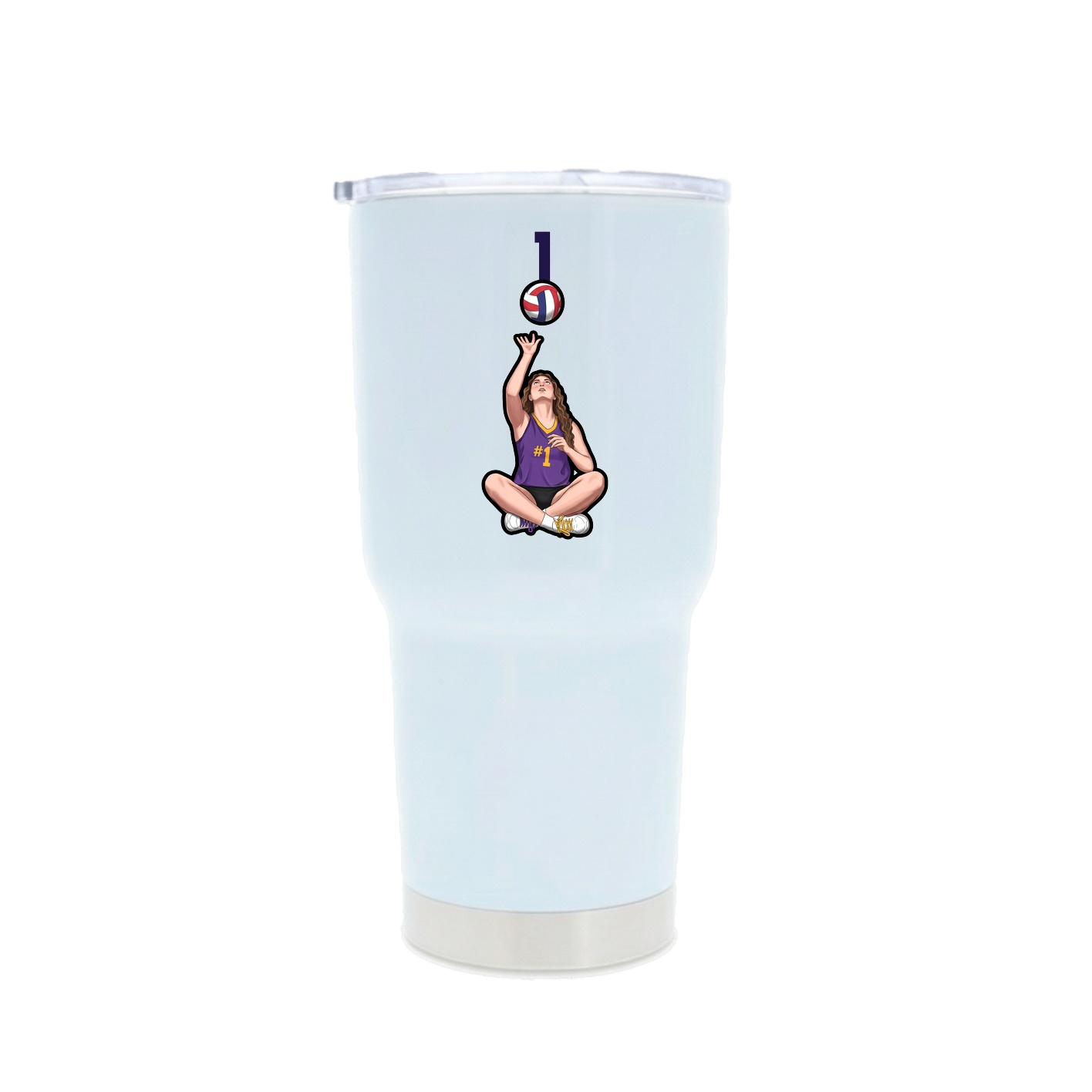 30oz Stainless Steel Tumbler — Number Top in White