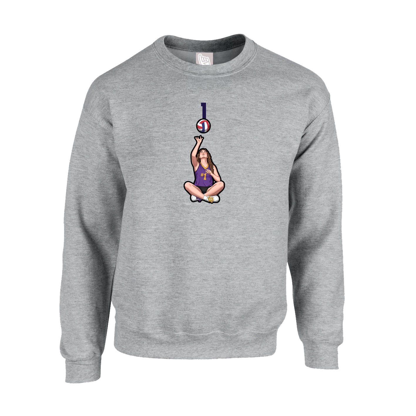 Fleece Crew — Number Top in Grey