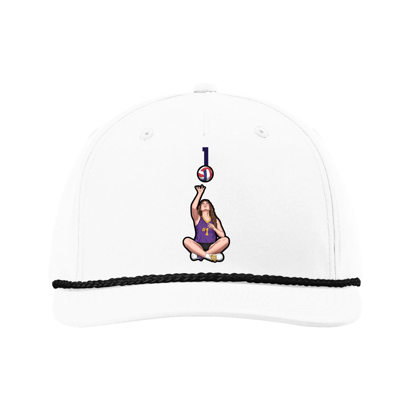 Five-Panel Classic Rope Cap — Number Top in White