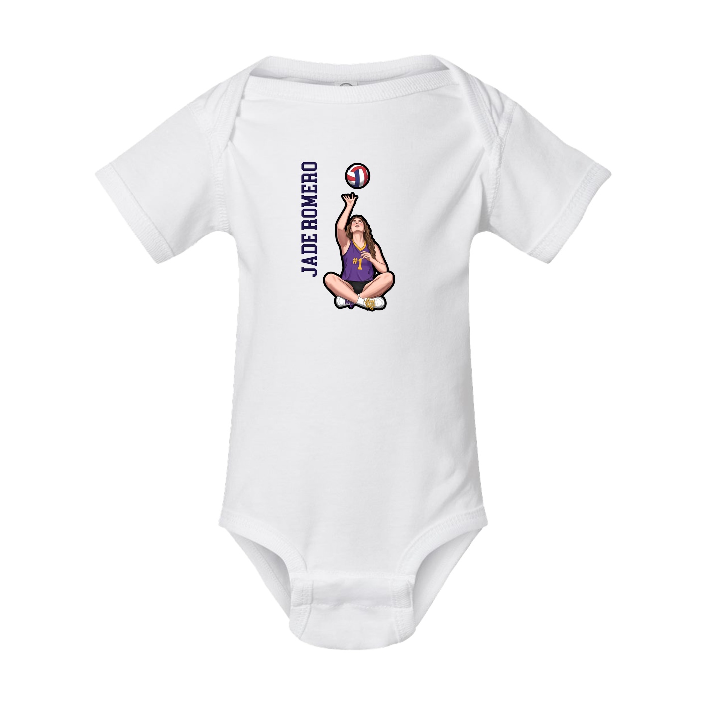 Baby Onesie — Name Vertical in White