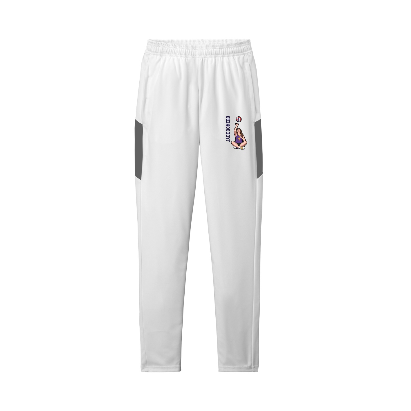 Team Travel Pant — Name Vertical in White/Grey