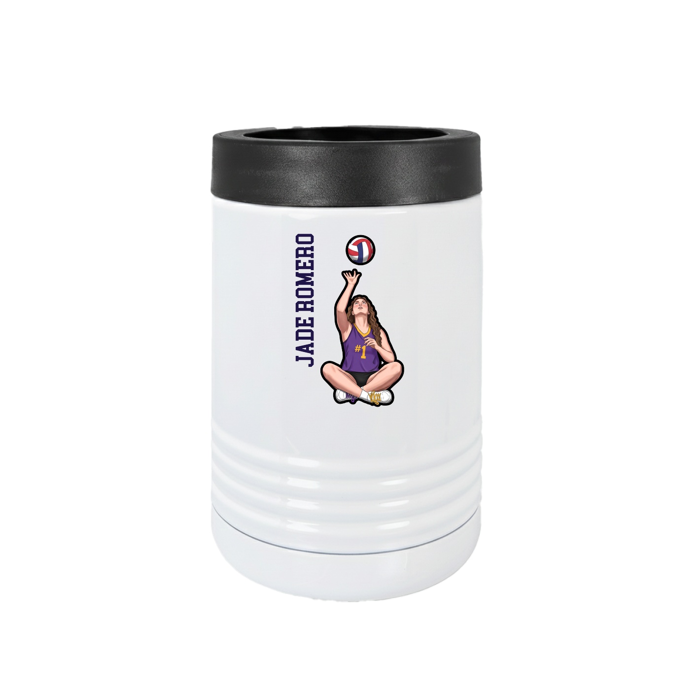 Beverage Holder — Name Vertical in White