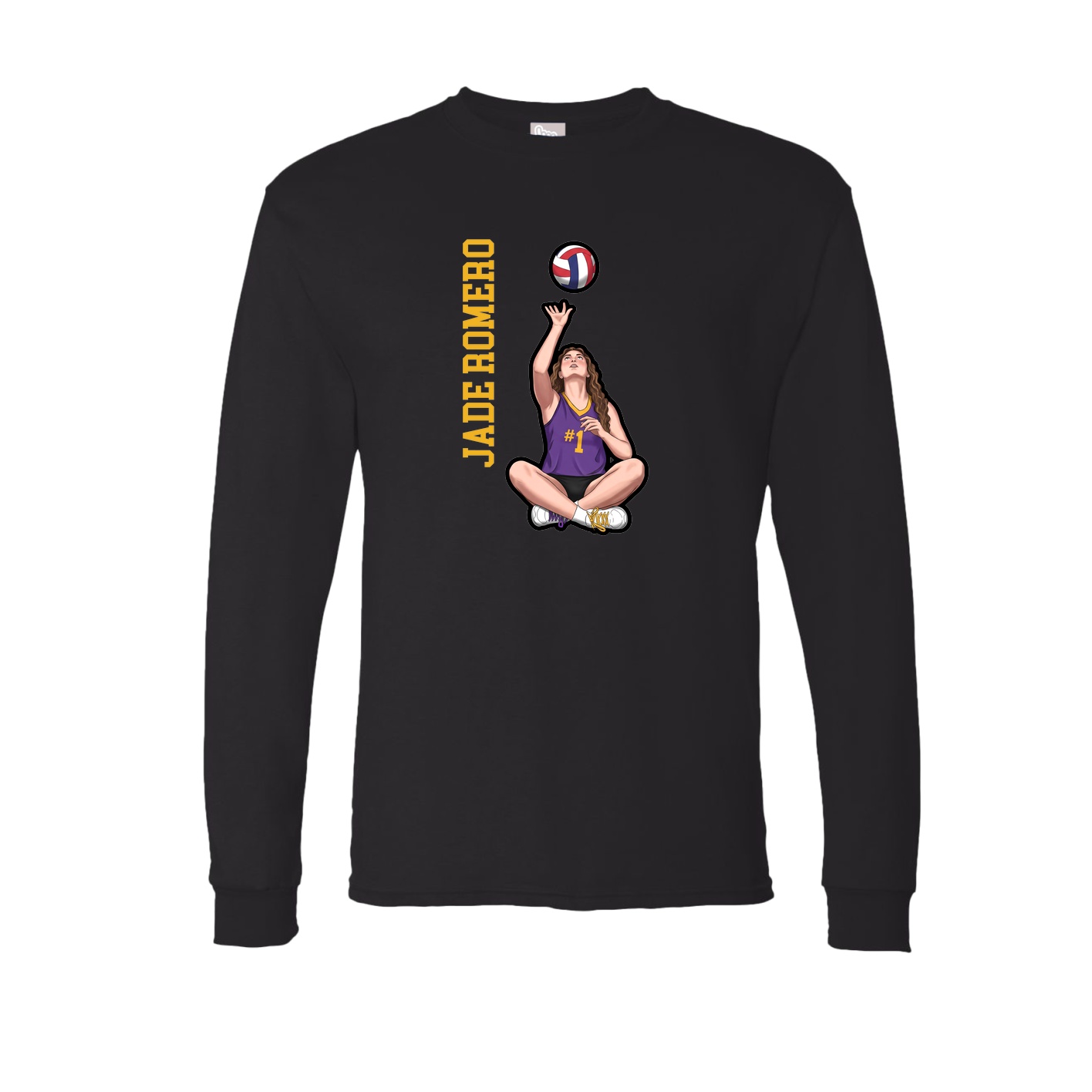 Long Sleeve Tee — Name Vertical in Black