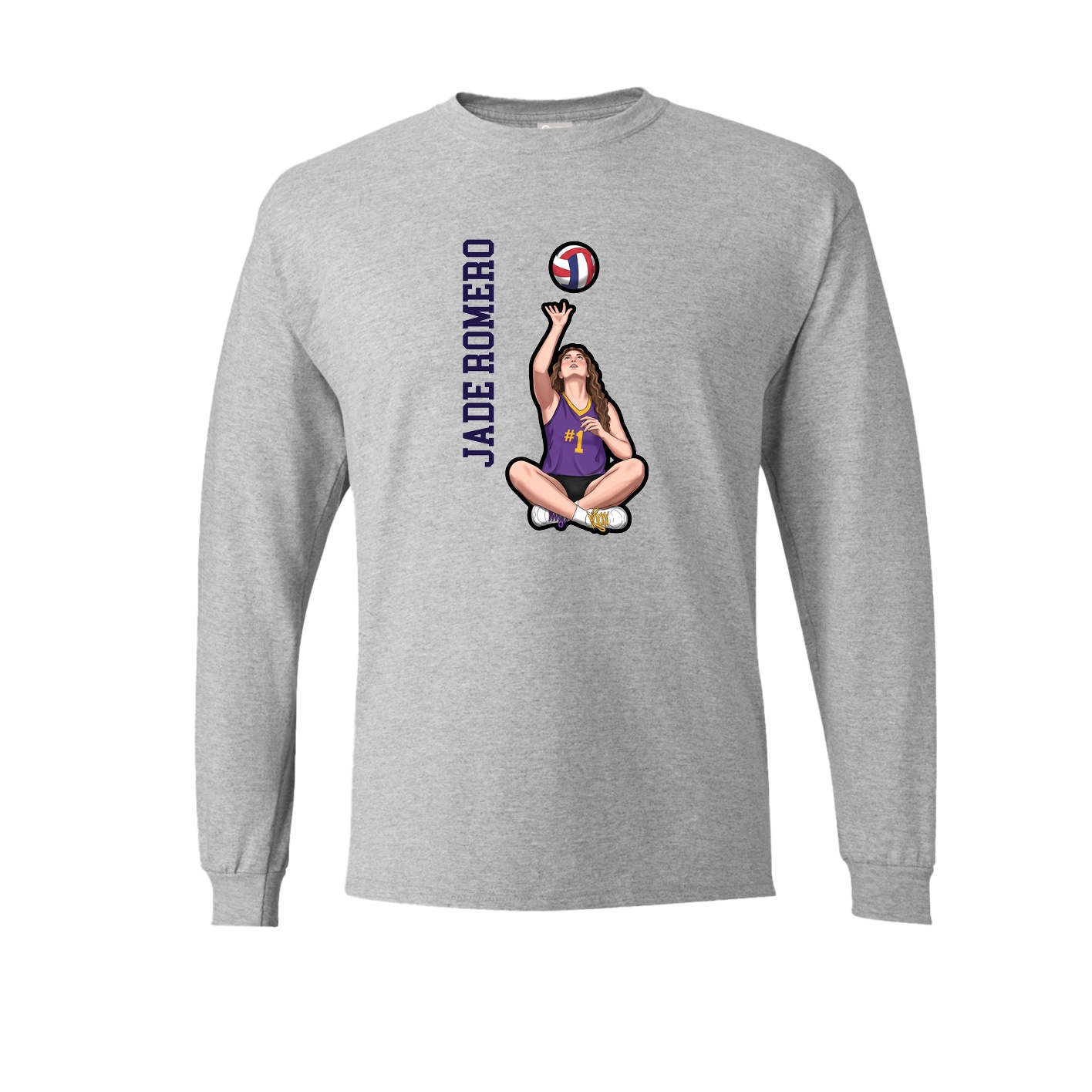 Long Sleeve Tee — Name Vertical in Grey