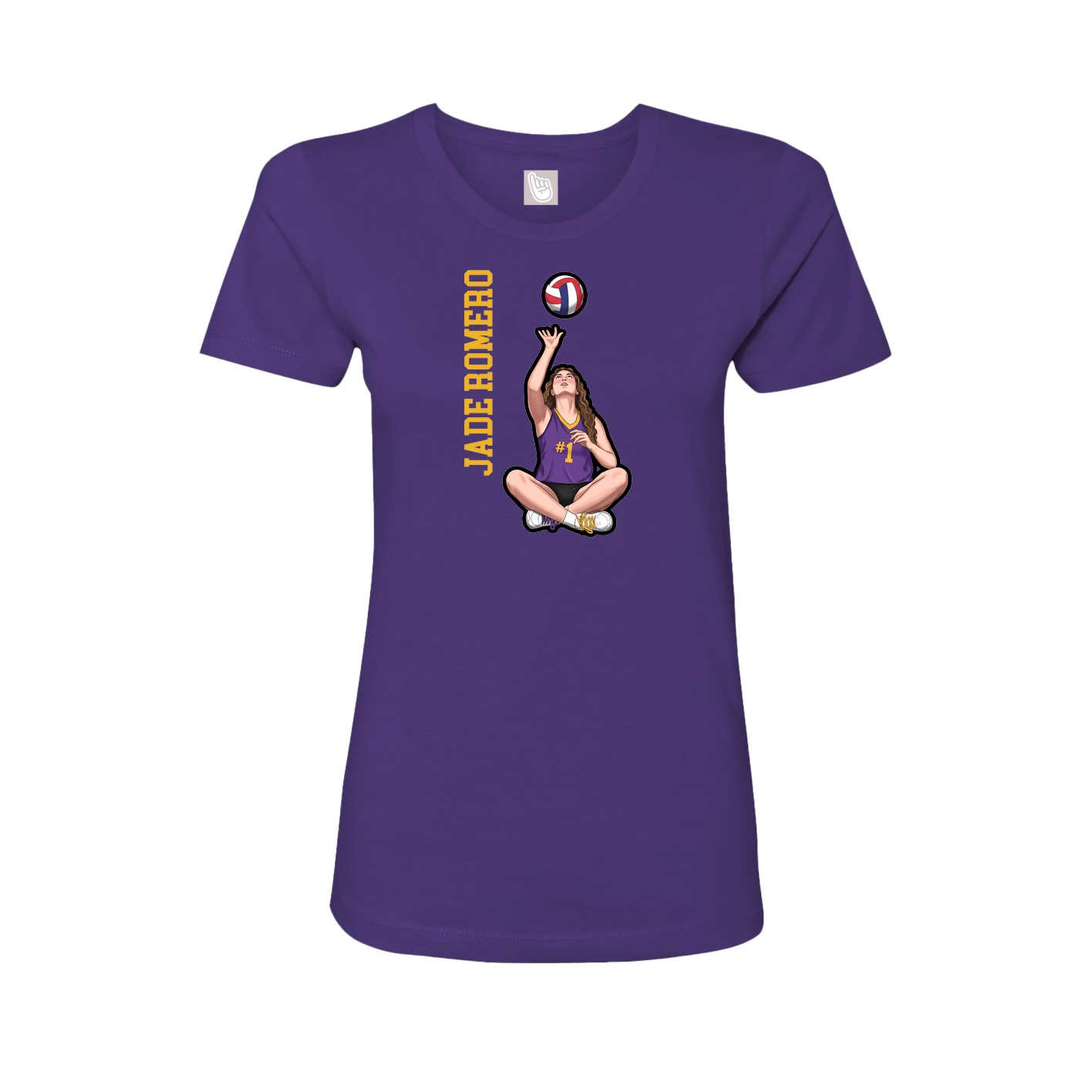 Womens Tee — Name Vertical in Purple
