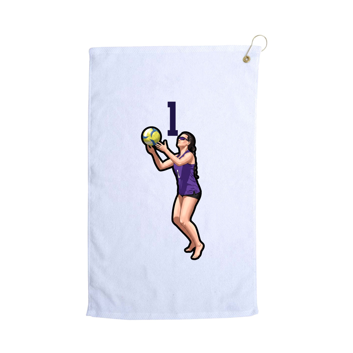 Golf Towel — Number Top in White