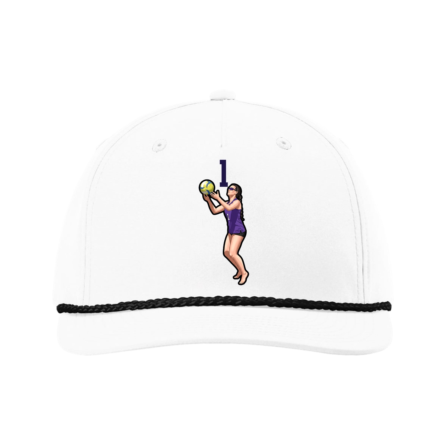 Five-Panel Classic Rope Cap — Number Top in White