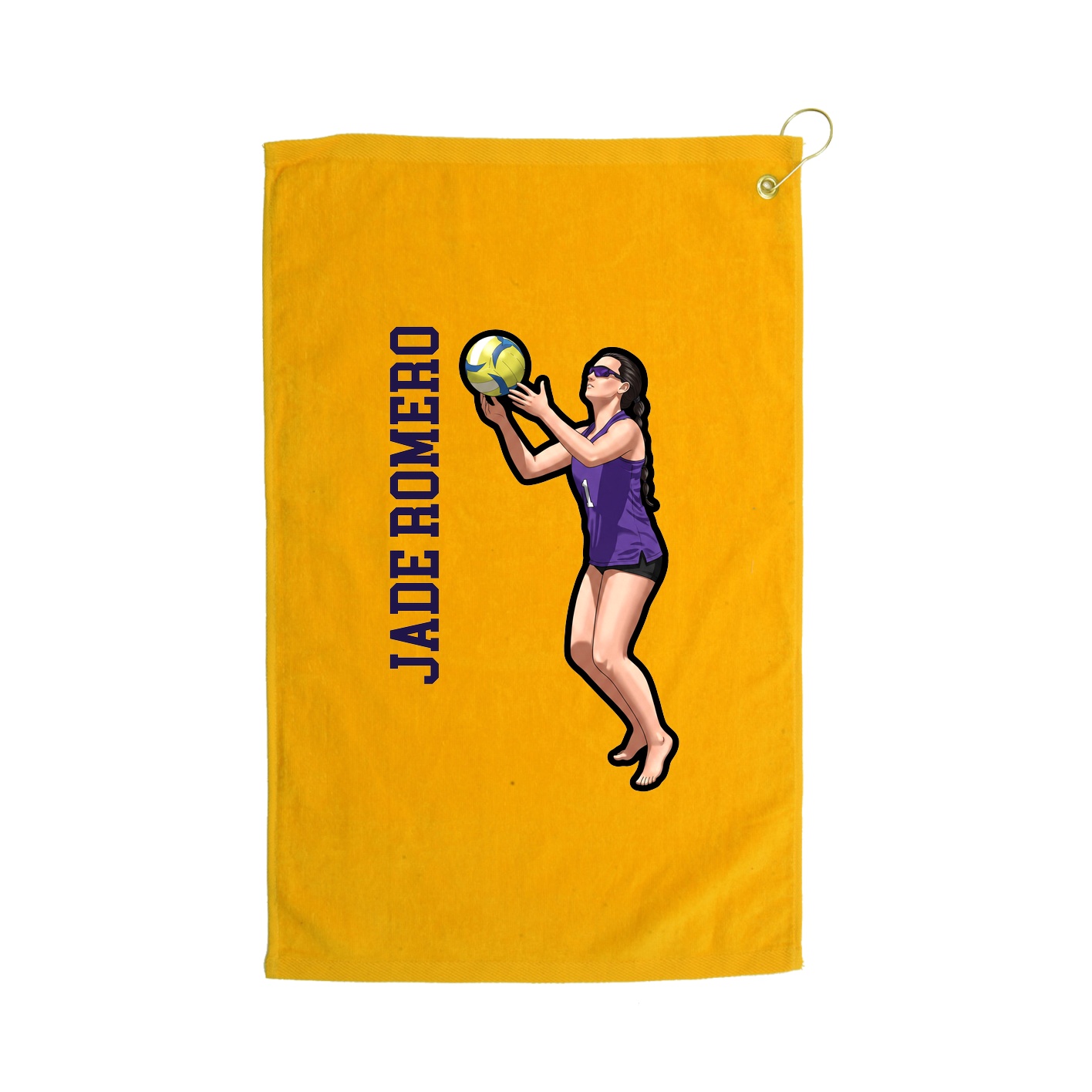 Golf Towel — Name Vertical in Gold