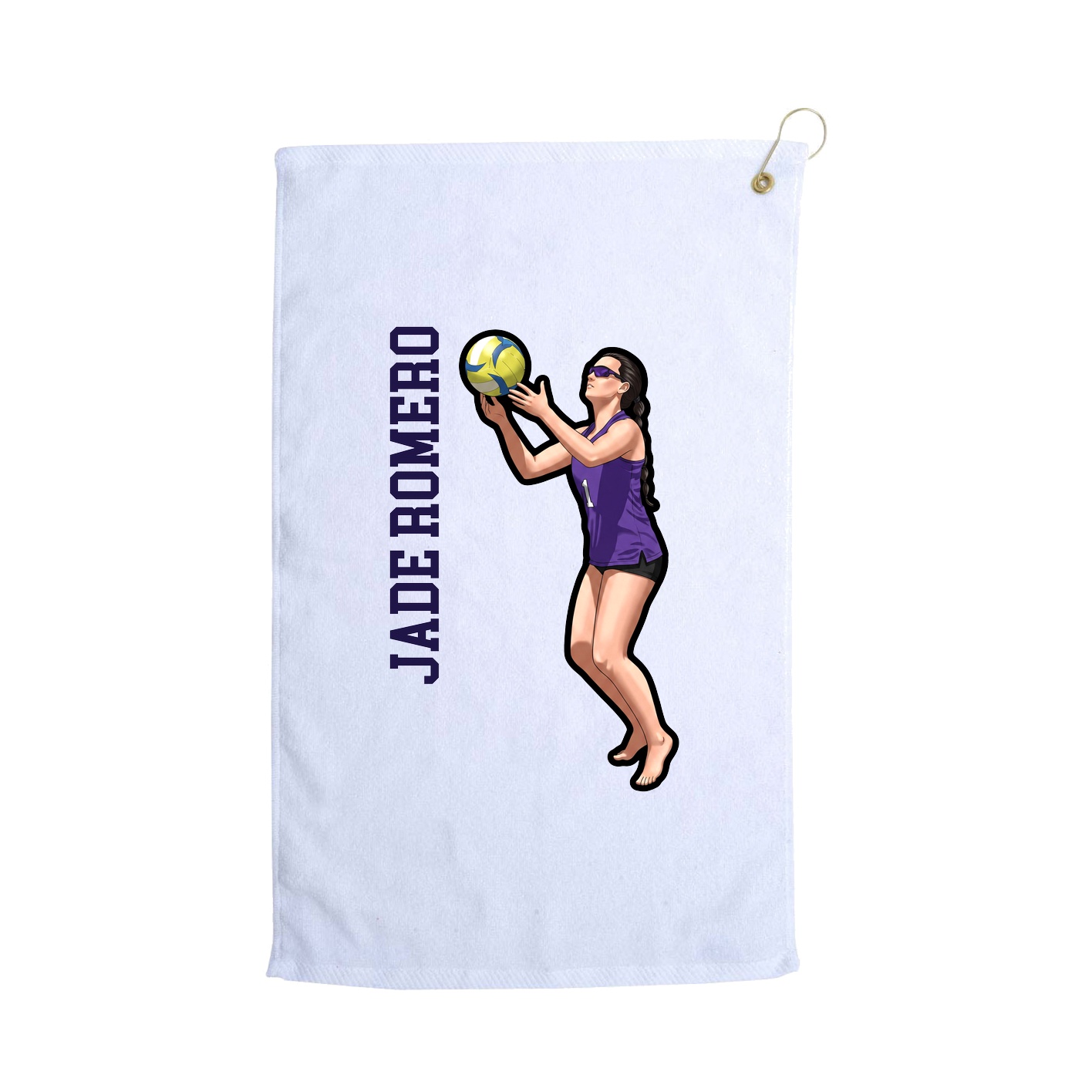 Golf Towel — Name Vertical in White