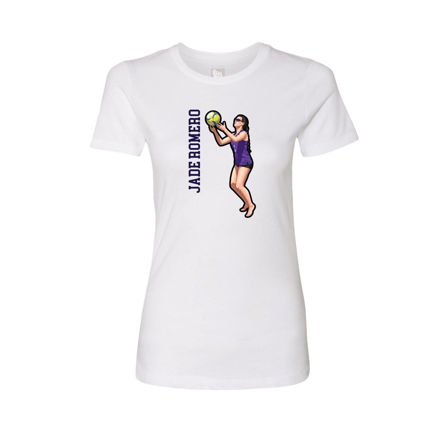 Womens Tee — Name Vertical in White