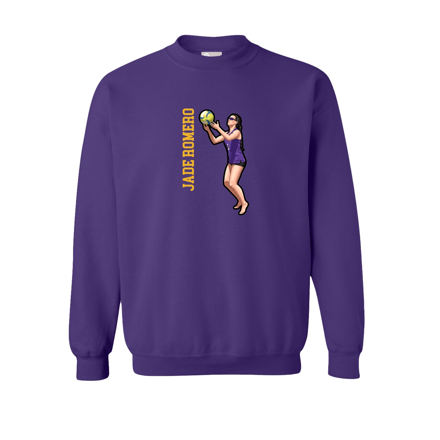 Fleece Crew — Name Vertical in Purple