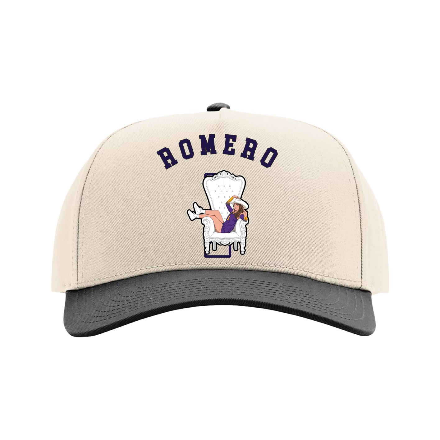 Full Fabric Five-Panel Champ Cap — Shirsey Arch in Cream/Black