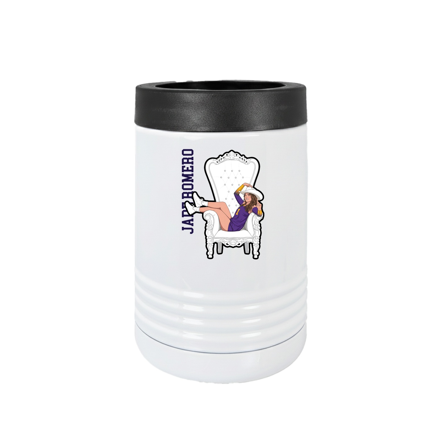 Beverage Holder — Name Vertical in White