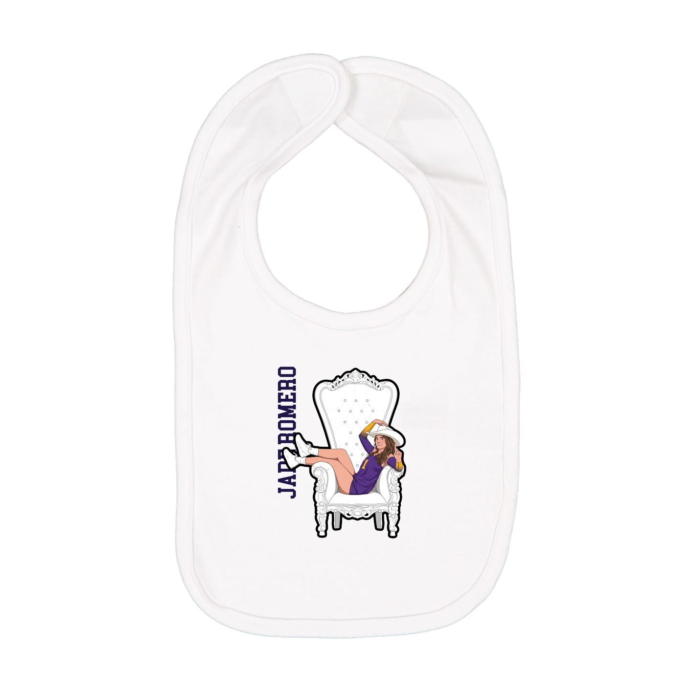Infant Bib — Name Vertical in White
