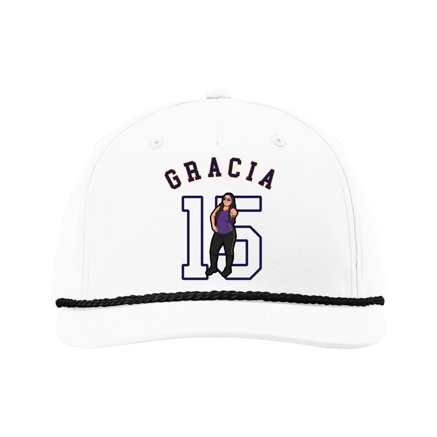 Five-Panel Classic Rope Cap — Shirsey Arch in White