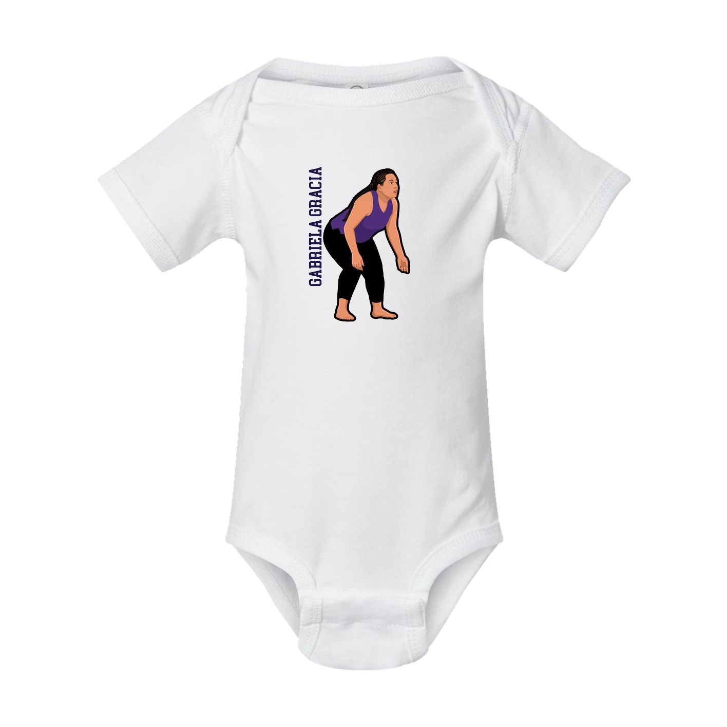 Baby Onesie — Name Vertical in White
