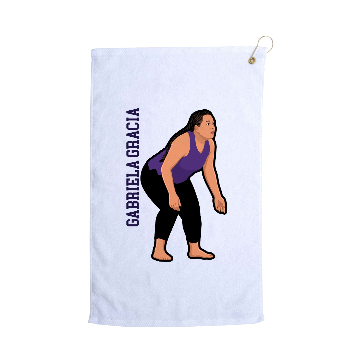 Golf Towel — Name Vertical in White