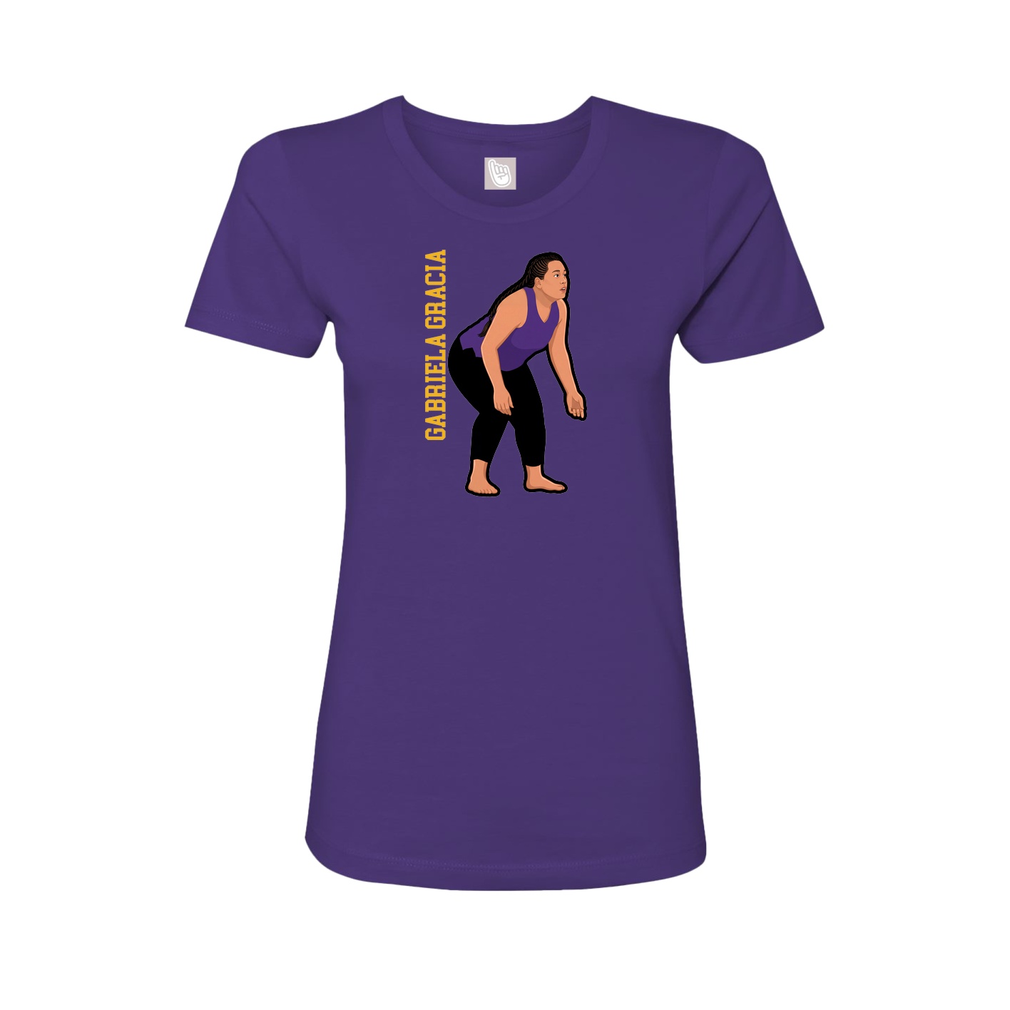 Fitted Women's Tee — Name Vertical in Purple