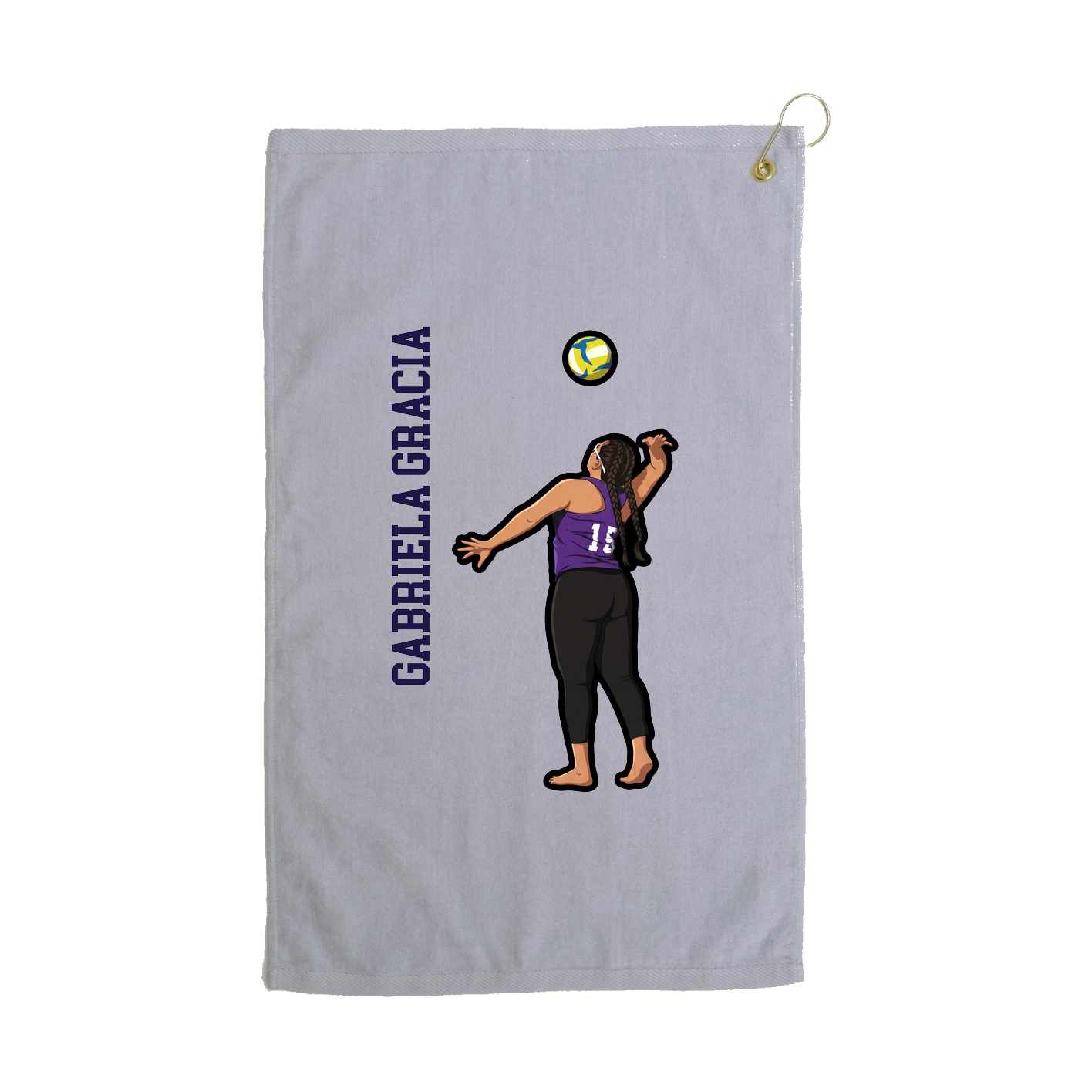 Golf Towel — Name Vertical in Grey