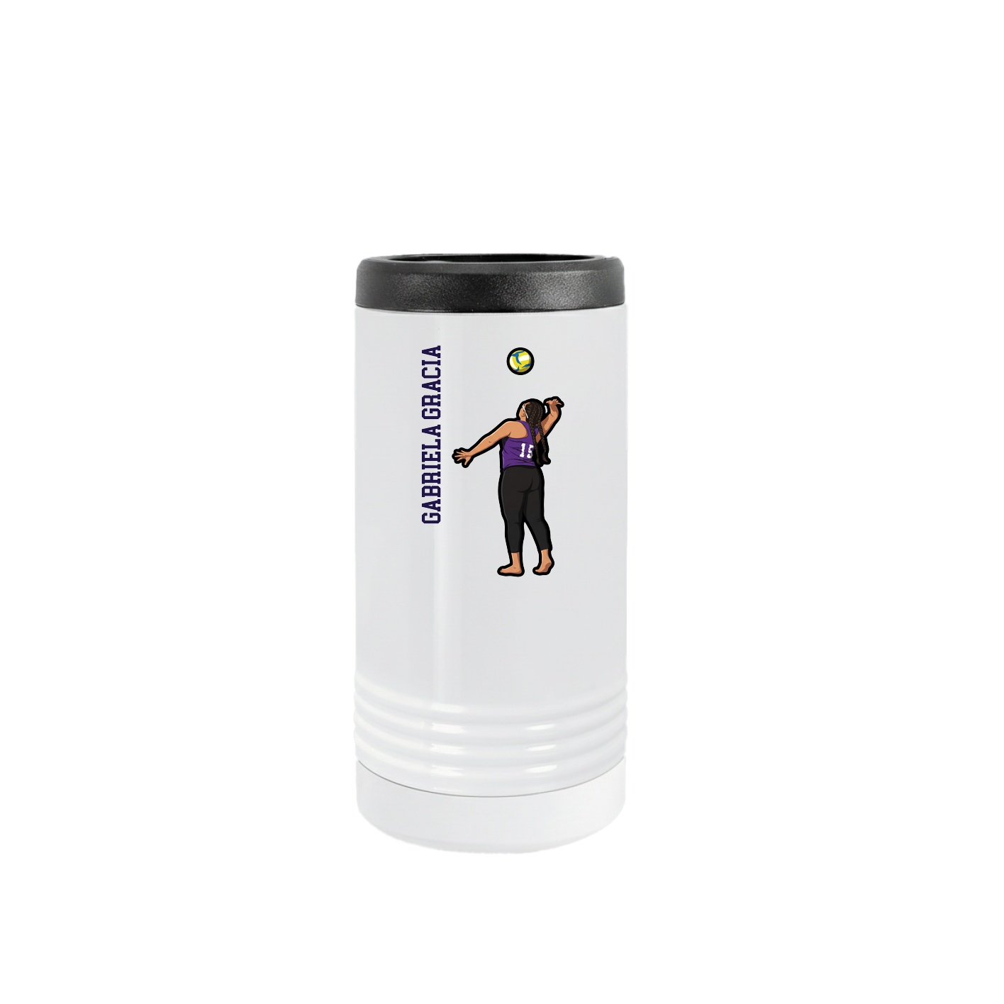 Slim Beverage Holder — Name Vertical in White