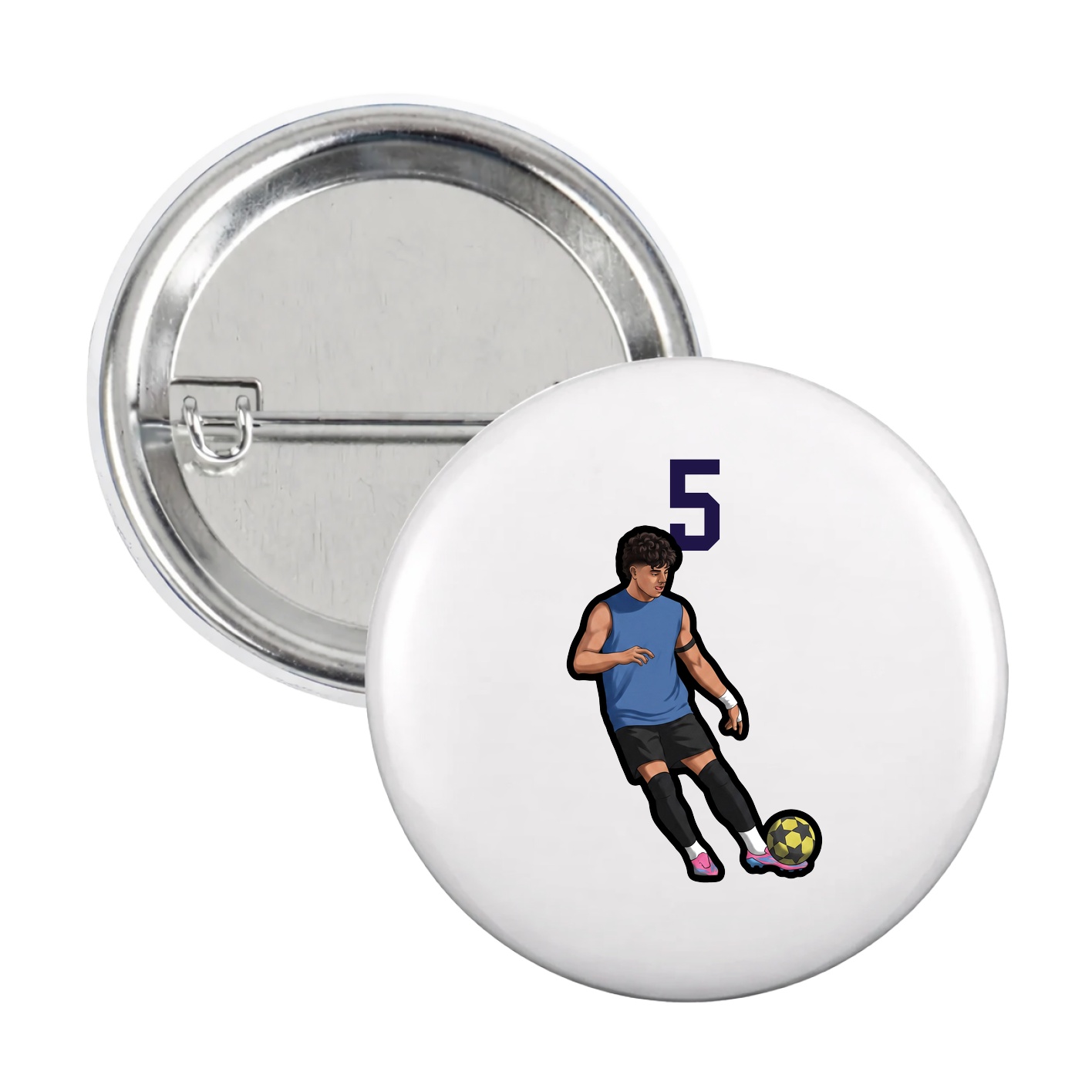 Game Day Button — Number Top in White