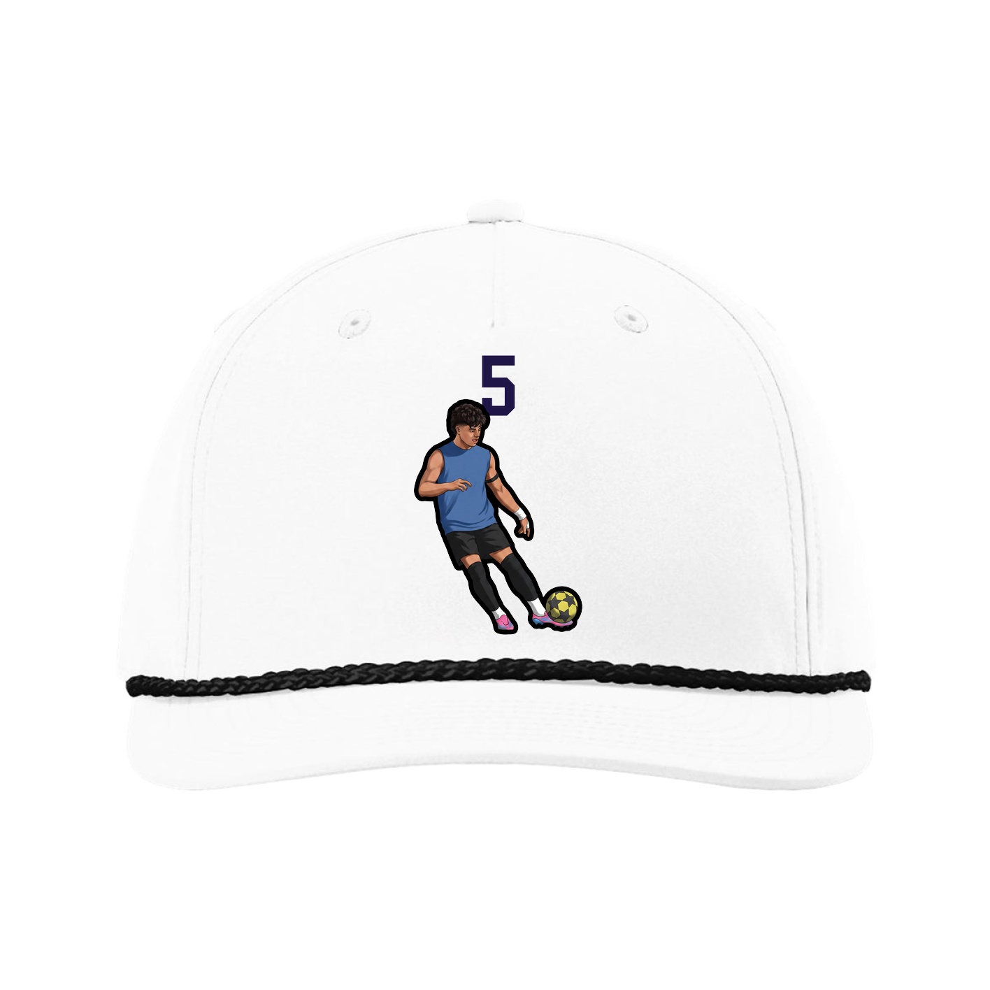 Five-Panel Classic Rope Cap — Number Top in White