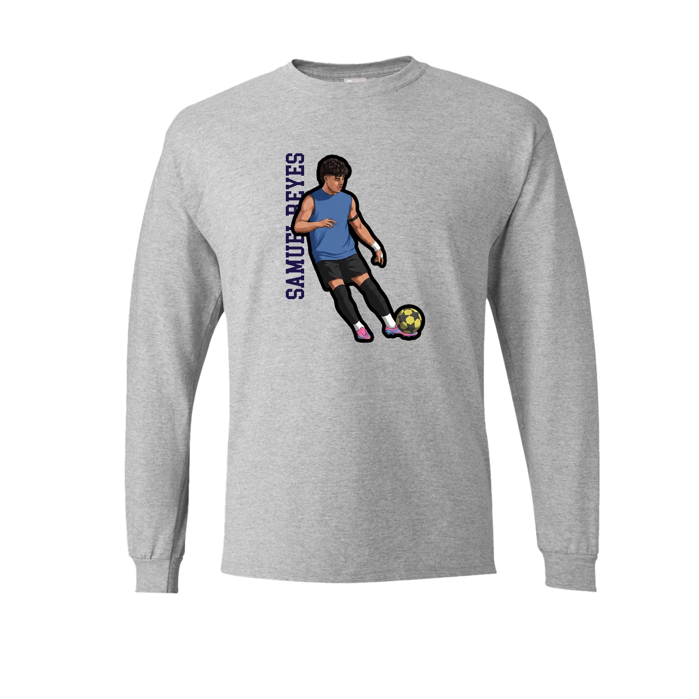Long Sleeve Tee — Name Vertical in Grey