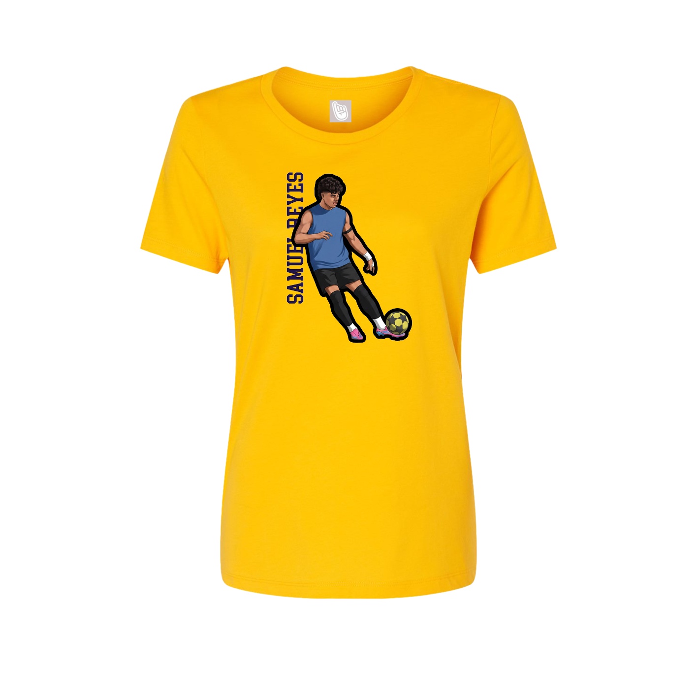 Fitted Women's Tee — Name Vertical in Gold