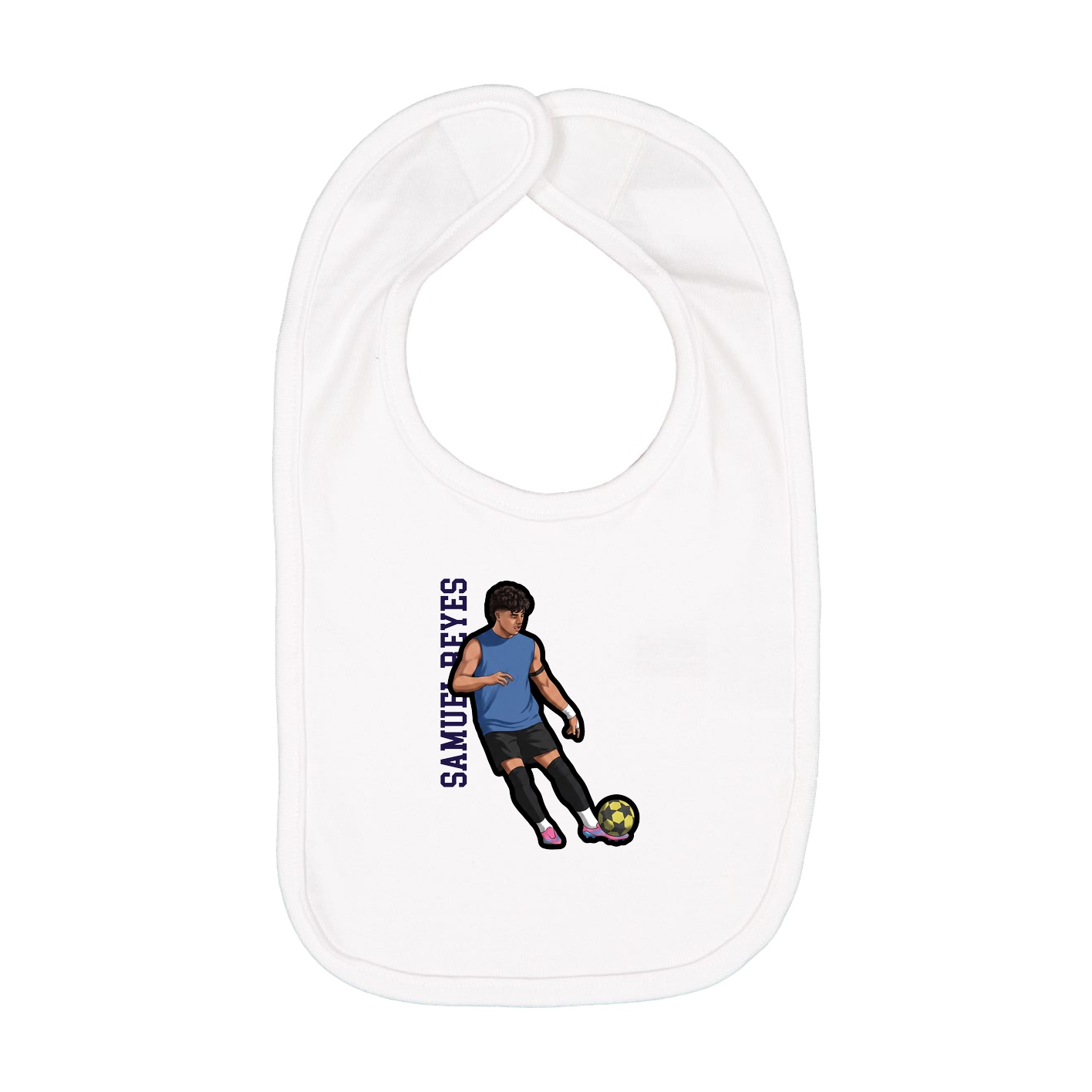 Infant Bib — Name Vertical in White