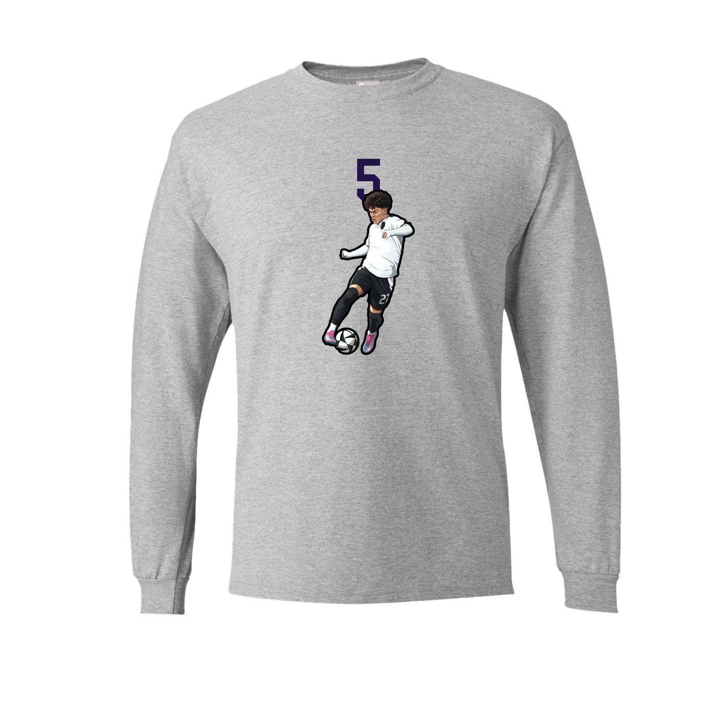 Long Sleeve Tee — Number Top in Grey