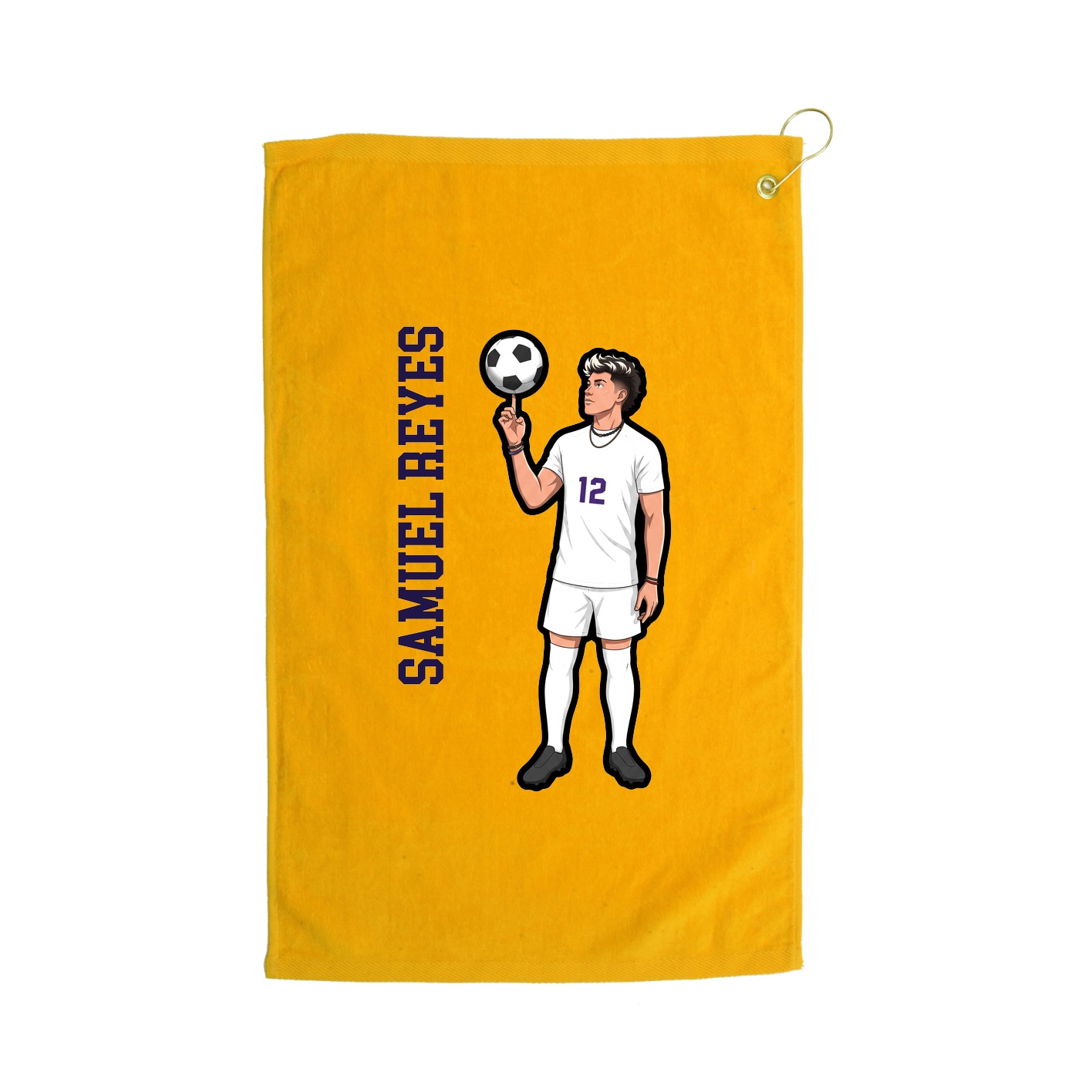 Golf Towel — Name Vertical in Gold