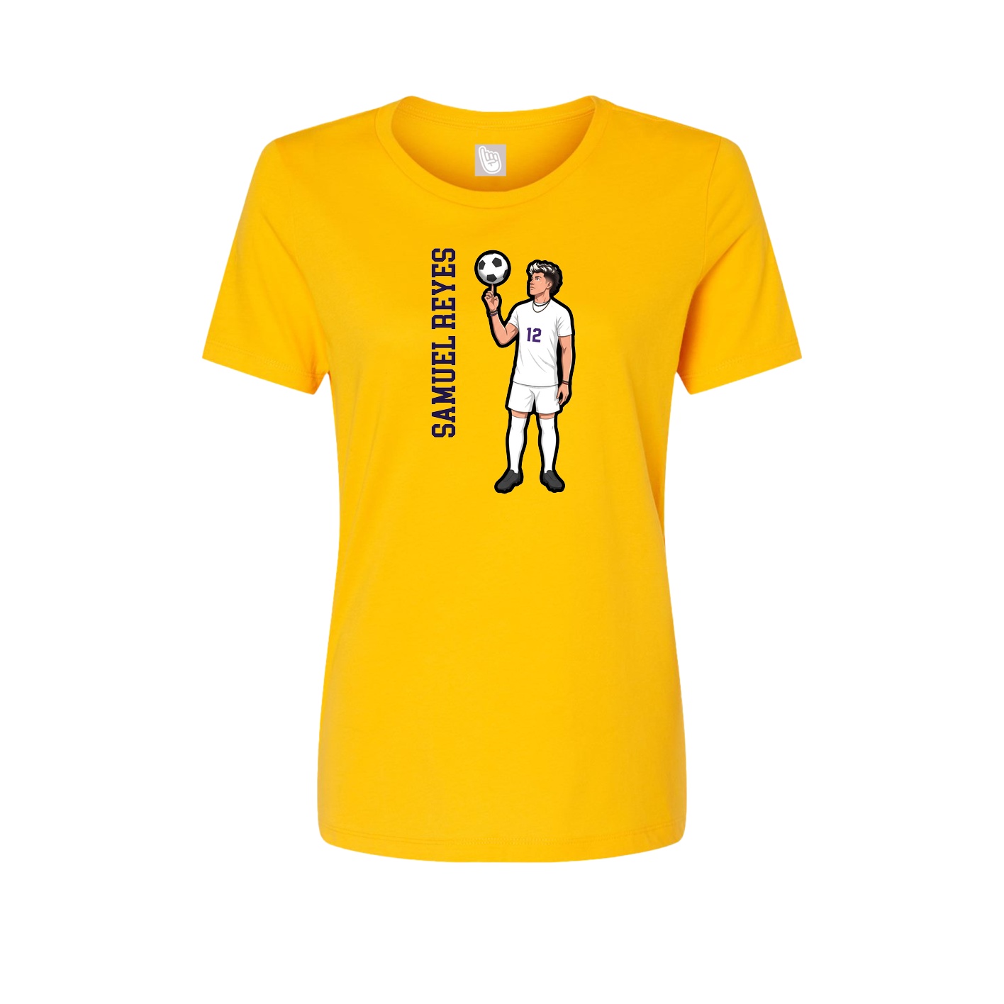 Fitted Women's Tee — Name Vertical in Gold