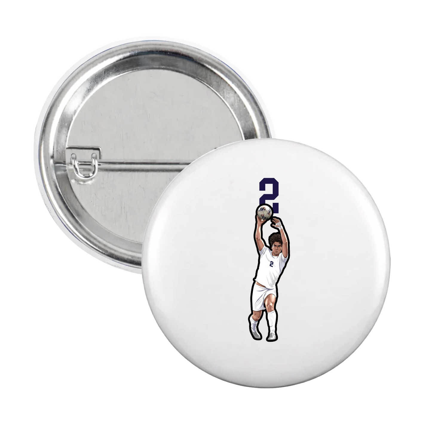 Game Day Button — Number Top in White