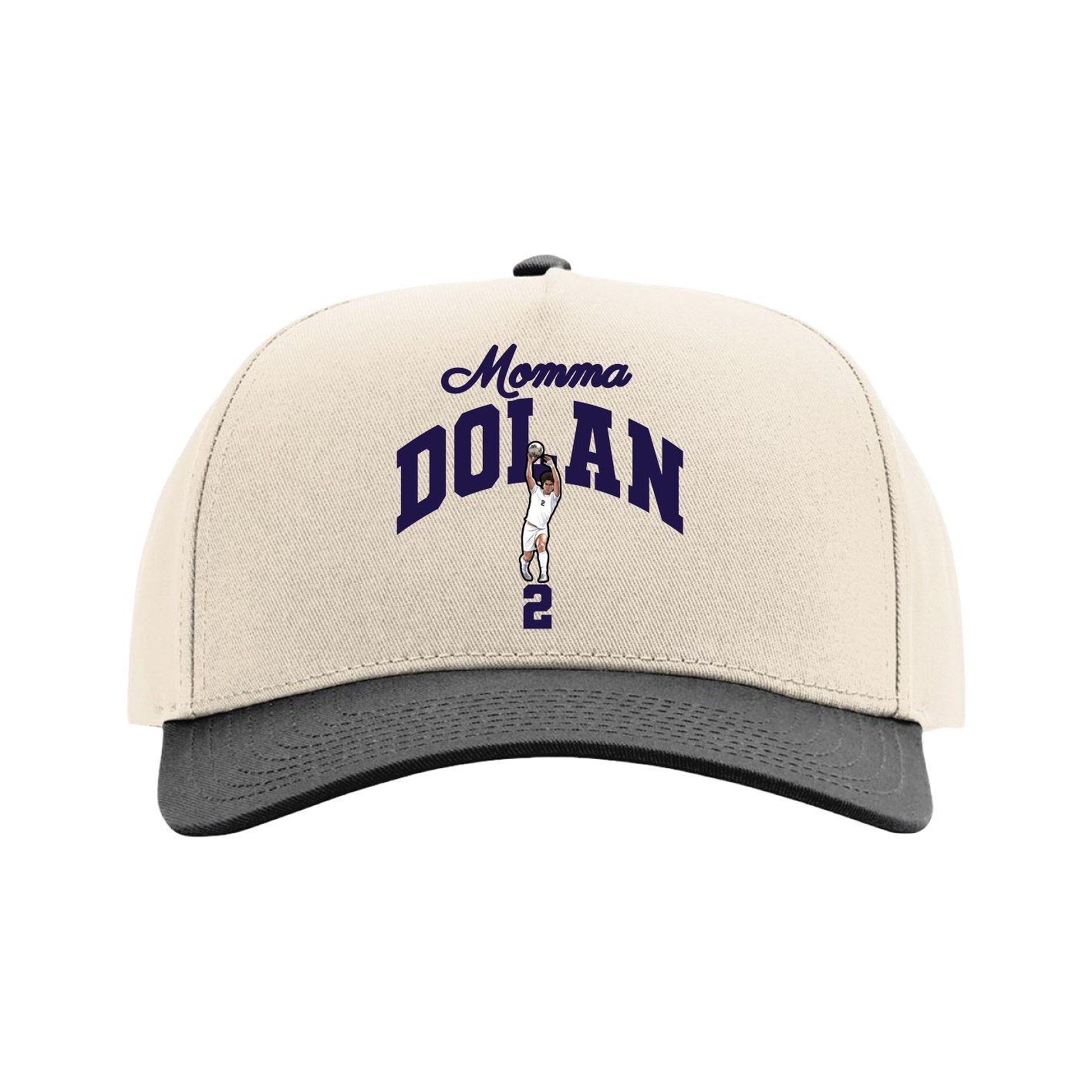 Full Fabric Five-Panel Champ Cap — Mothers Day Arch in Cream/Black