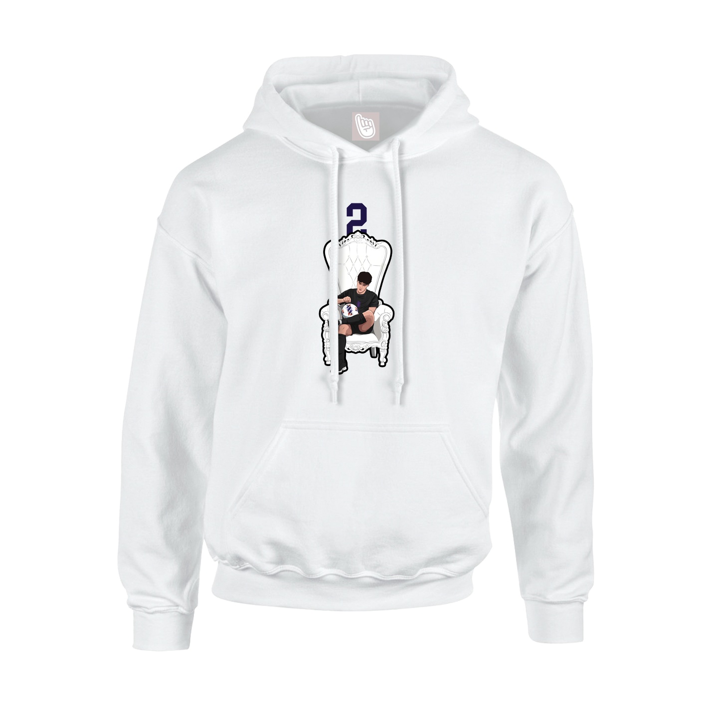 Youth Hoodie — Number Top in White