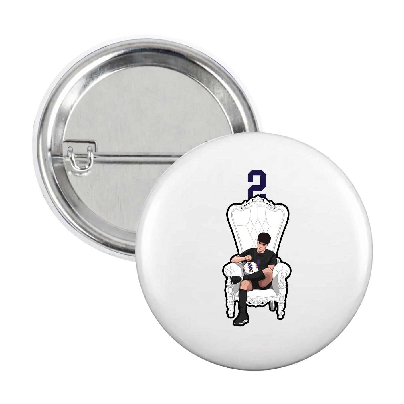 Game Day Button — Number Top in White