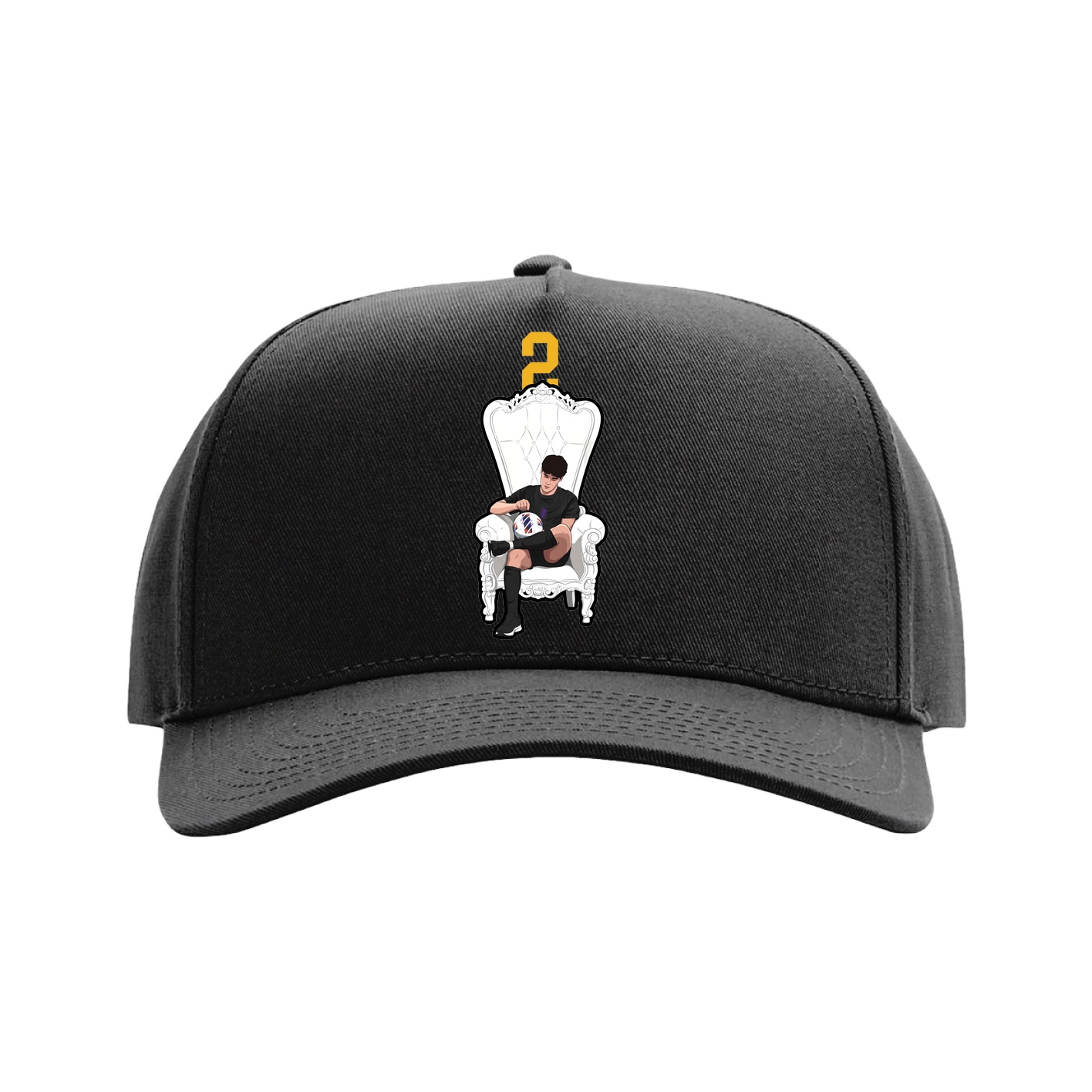Full Fabric Five-Panel Champ Cap — Number Top in Black