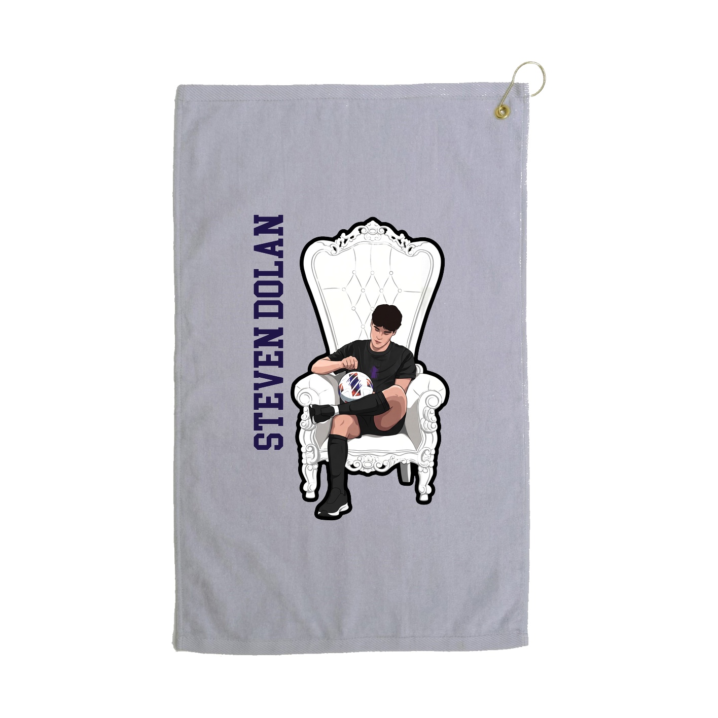 Golf Towel — Name Vertical in Grey