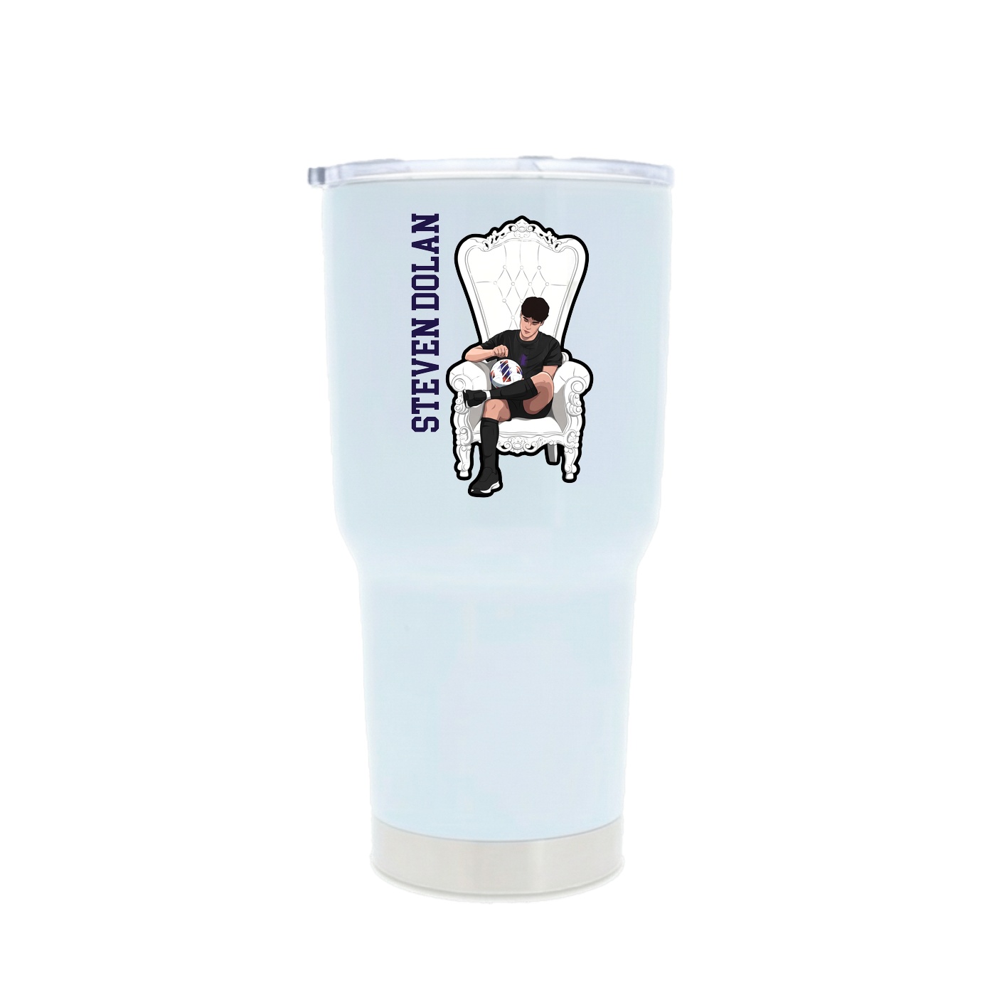 30oz Stainless Steel Tumbler — Name Vertical in White