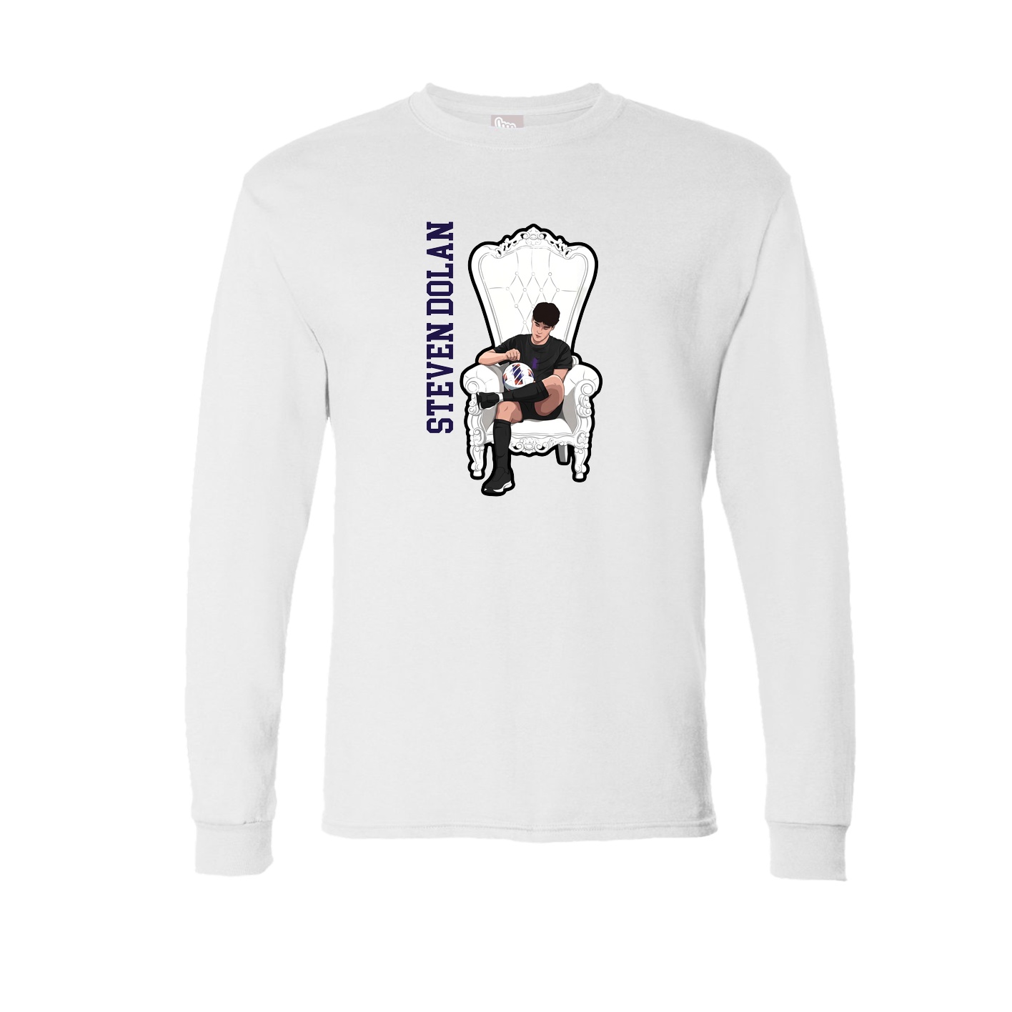 Long Sleeve Tee — Name Vertical in White